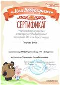Сертификат участника областного конкурса детского рисунка